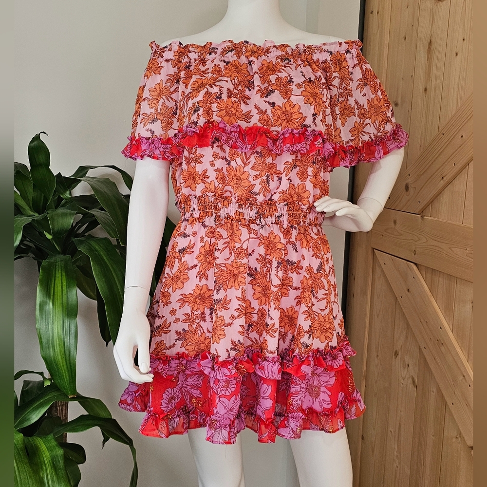 JESSICA SIMPSON size M Amelia Ruffle Floral Off-Shoulder mini dress - Picture 10 of 10